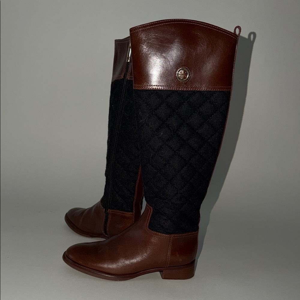 Tory Burch Black and Brown Over the Knee Boots